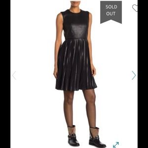 Burberry Dominique Leather & Silk Sleeve Dress